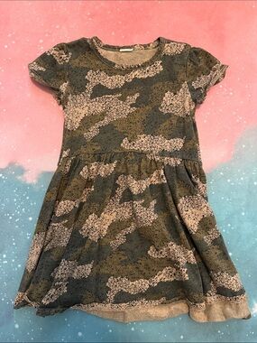 Girls' Short Sleeve green Camo Dress 100% cotton
